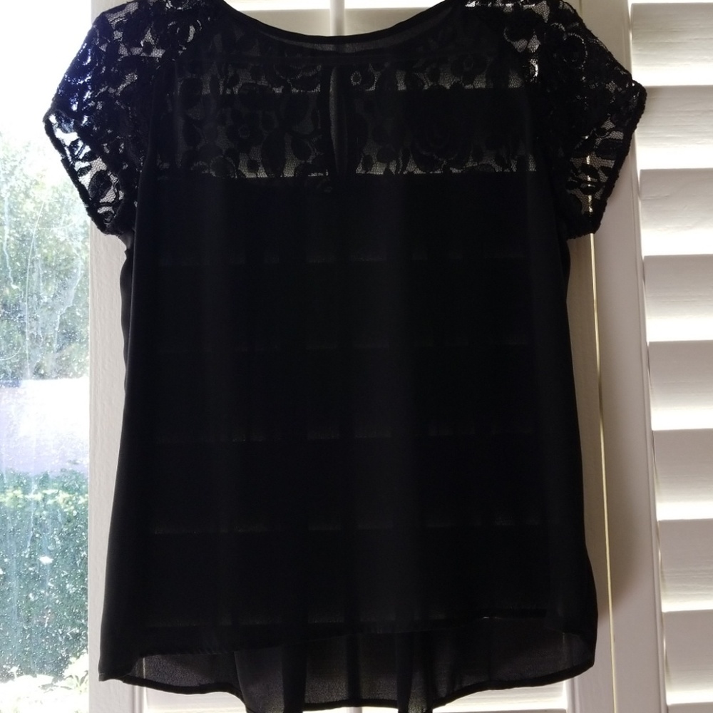 Black top with lace.